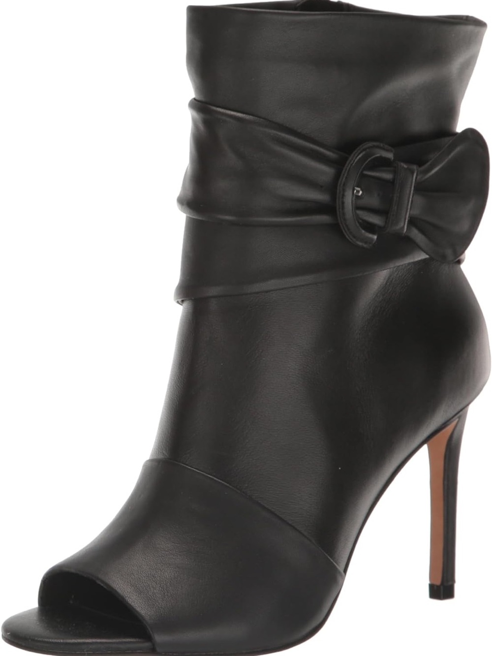 Women's Antaya Open Toe Black Leather Zip Up Bootie Ankle Boot